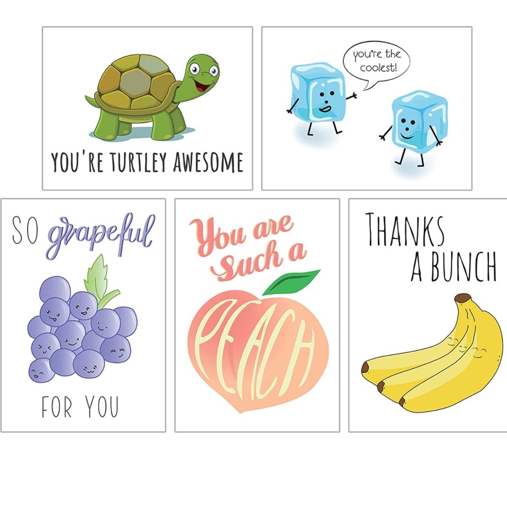 40 Funny Thank You Cards, 4 x 6 in Pun Greeting Note Cards w/ Envelopes&Stickers